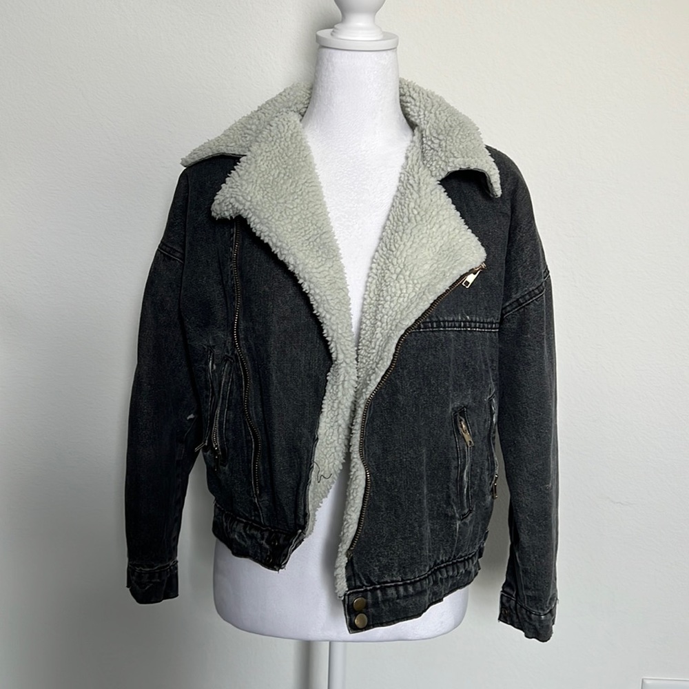 Black denim Sherpa jacket